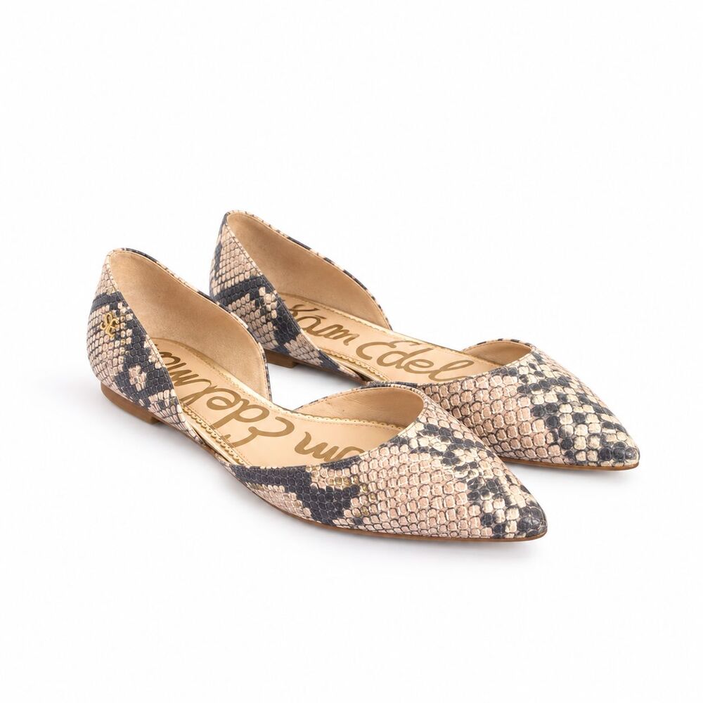 Sam Edelman Snake Print Leather Pointed Toe Flats Women 9 D'Orsay Ballet